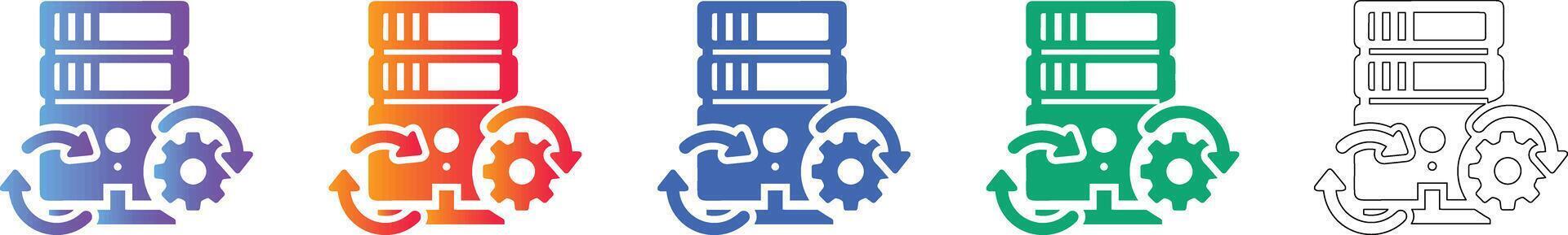 Database Server Optimization Icon Set vector