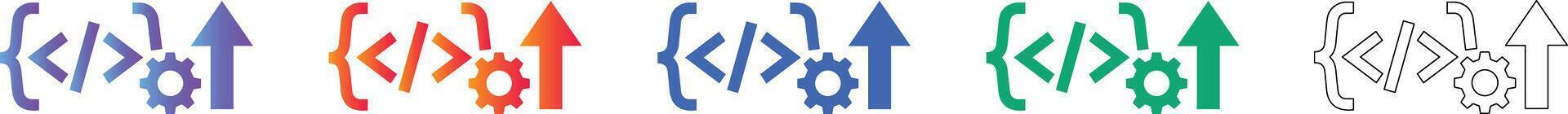 Programming Code Optimization Icons in Five Color Variations vol 19656 vector