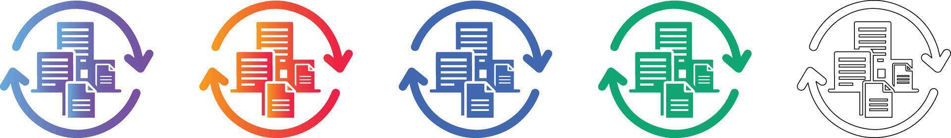 documento Procesando ciclo íconos vector