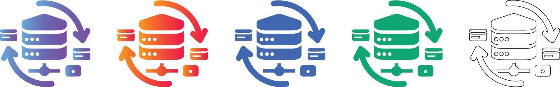 Database Server Sync Icon Set vector