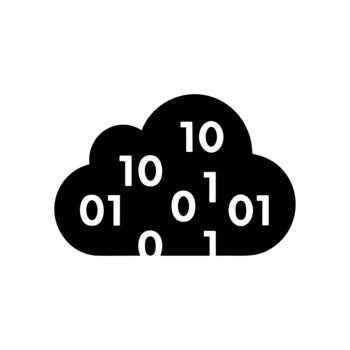 Monochrome Silhouette Cloud Data Binary Code System Icon vector