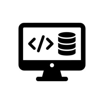 Solid Flat Computer Database Coding Development Technology Icon vector