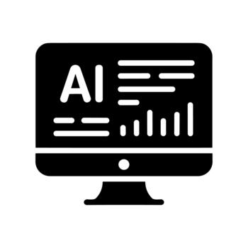 plano sólido ai monitor con datos análisis gráfico interfaz icono vector