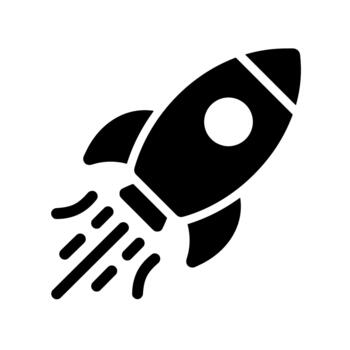 Solid Flat Simple Rocket Launch Spaceship Flying Space Icon vector