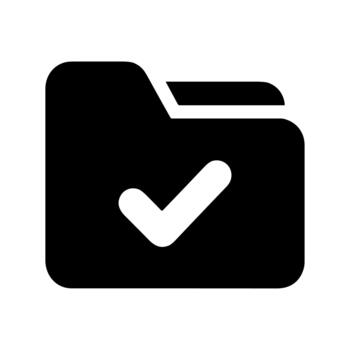 Flat Solid Folder Check Mark Completed Task Management Icon vector