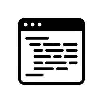 sencillo línea estilo navegador ventana codificación texto contenido icono vector