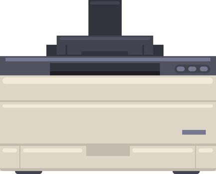 Vintage office printer machine processing documents vector