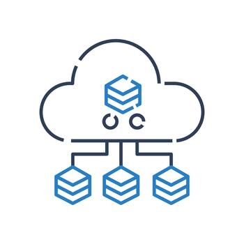 Cloud Computing icon for data storage, cloud database icon for scalable computing vector
