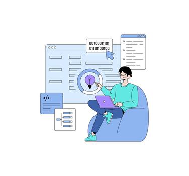 Programmer Exploring Code Concepts Illustration vector