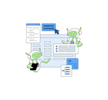 Robots Collaborating on Software Development vector