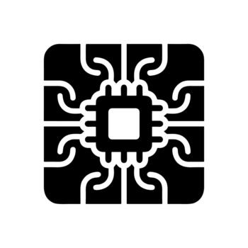 Solid Style Isolated Microchip Square Shape Electronics Part Icon vector