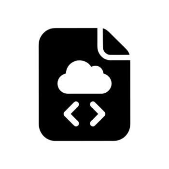 Solid Filled File Cloud Code Symbol Silhouette Icon vector