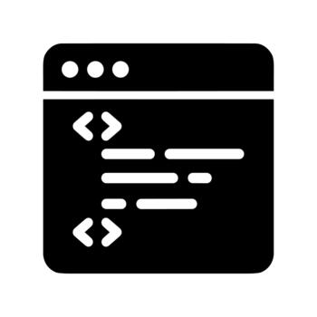 Simple Solid Style Code Window Developing Programing Shape Icon vector