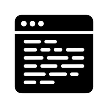 Solid Flat Design Browser Window with Text Content Programming Icon vector