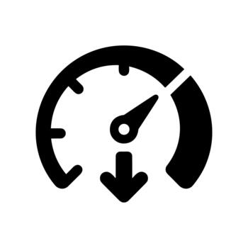 Flat Silhouette Speedometer Arrow Decrease Performance Business Sign Icon vector