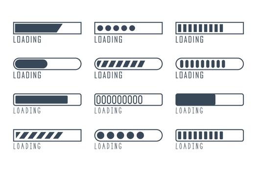Loading Bar Progress Indicator Set UI UX Preloader Interface Elements vector