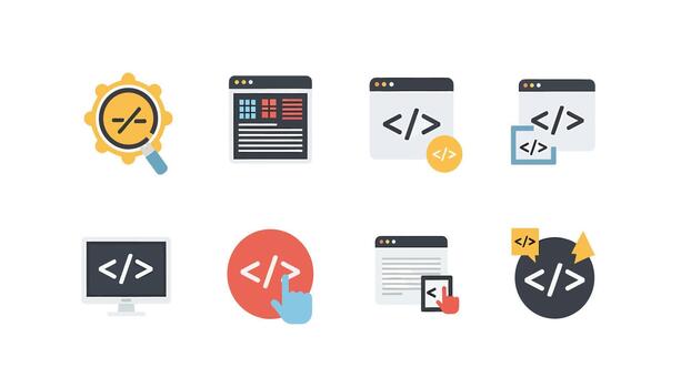 digital código desarrollo web elementos vector