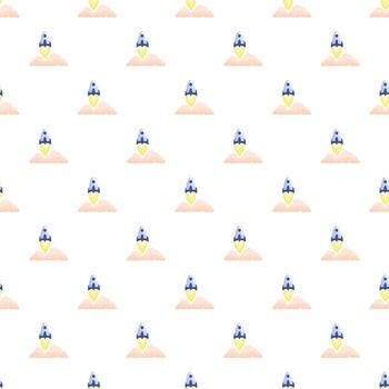 Rocket startup launching progress seamless pattern vector