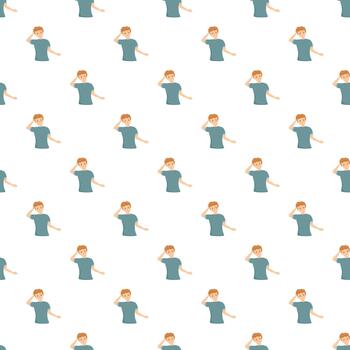 Young man finding solution to problem thinking process pattern vector