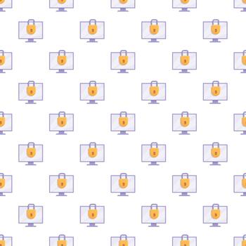 Computer monitors showing security lock pattern vector