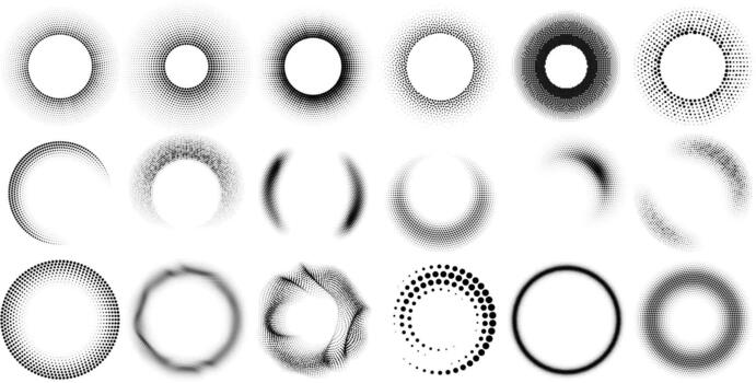 Halftone round frames vector