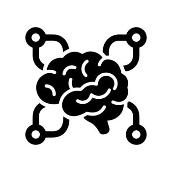 sólido estilo aislado cerebro red nodo conexión tecnología icono vector