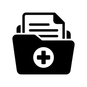 Flat Solid Style Medical Record Folder Document File Icon vector