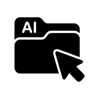 Solid Style Data Folder With Cursor Computer File Icon vector