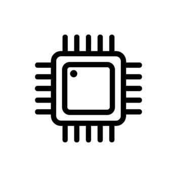 Line Simple Microchip Processor Technology Square Computer Part Icon vector