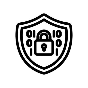 línea icono digital seguridad proteger con candado y binario código forma vector