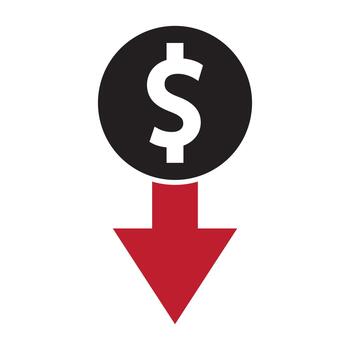 Dollar up and down icon. Price decrease and increase symbol icon. vector