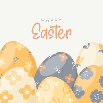 square Easter background with eggs vector