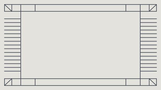 Technical rectangular border with corner triangles and side hatch lines vector