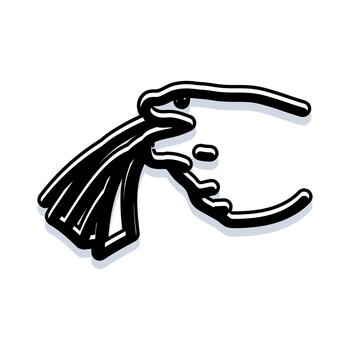 Hand cracking nut using kitchen tool outline vector