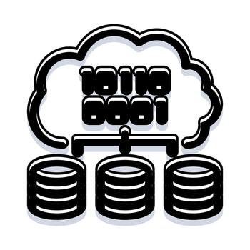 Cloud computing storing digital data in databases system vector