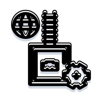 Global network machine learning process integration icon vector
