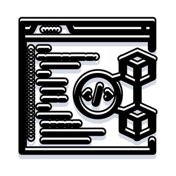 blockchain codificación inteligente contrato desarrollo programación icono vector