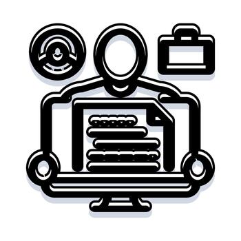 individual trabajando con documentos en computadora pantalla vector