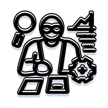 Cyber security criminal using technology for data theft vector