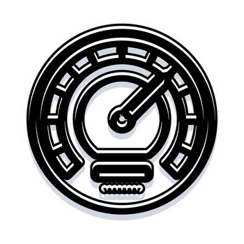 Speedometer measuring velocity icon for performance indicator vector