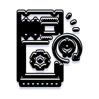 Mobile device operating with digital gears concept vector