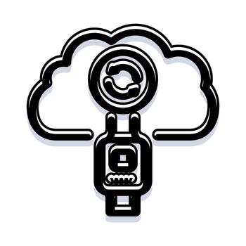 Smartwatch synchronizing data with cloud computing system vector