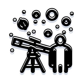 Observer looking through telescope exploring outer space vector