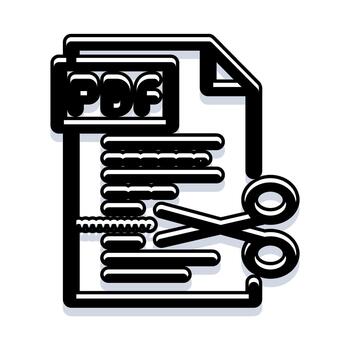 Pdf document icon with scissors cutting vector