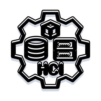 Hyper converged infrastructure technology representing data storage server computing vector