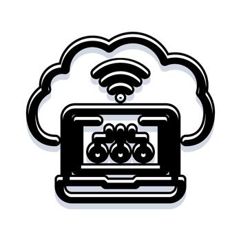 Cloud computing laptop accessing remote server data vector