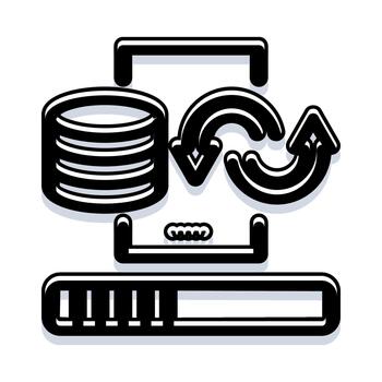 Data synchronization process icon with progress bar vector