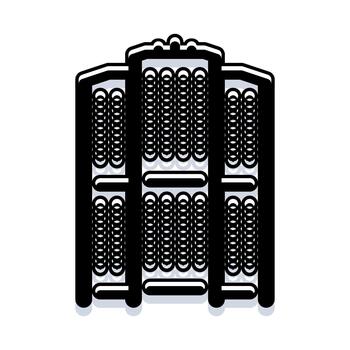 Data server rack cabinet processing information vector