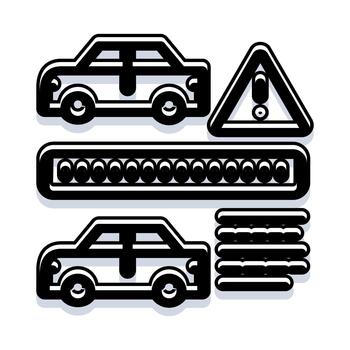 Driving interface warning sign loading bar elements vector