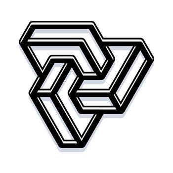 imposible triángulo objeto creando óptico espejismo geometría vector